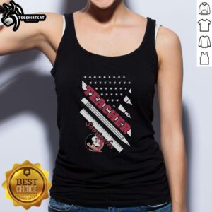 Alt Text: Original Florida State Seminoles X Teacher American Flag Tank Top featuring a vibrant design and comfortable fit.