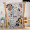 Pretty Disney Chibi Moana Alice Tinker Bell Pocahontas  Blanket Fleece Customized Blanket