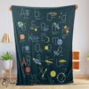 Pretty Outer Space Alphabet Poster Cute A To Z Astronomy Fleece Blanket