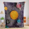 Pretty Outer Space Galaxy Watercolor Planets & Stars Blanket Fleece Customized Blanket
