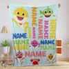 Pretty Personalized Baby Shark Blanket Fleece Customized Blanket
