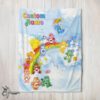 Pretty Rainbow Care Bears Character Sky Blanket Fleece Customized Blanket