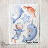 Pretty Sea's Treasures Narwhal Dolphin Crab Starfish Scuba Divers Blanket Fleece Customized Blanket