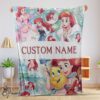 Pretty The Little Mermaid Blanket Ariel Princess Fleece Family Princess Customized Blanket