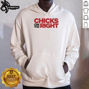 Alt Text: Awesome chicks wearing the Right Ringer hoodie, showcasing style and comfort in a vibrant outdoor setting.