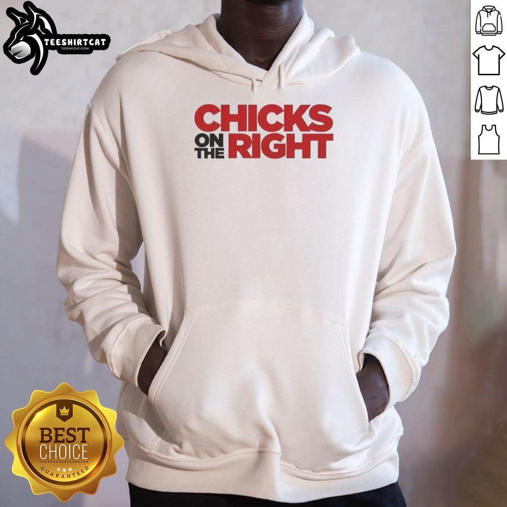 Alt Text: Awesome chicks wearing the Right Ringer hoodie, showcasing style and comfort in a vibrant outdoor setting.