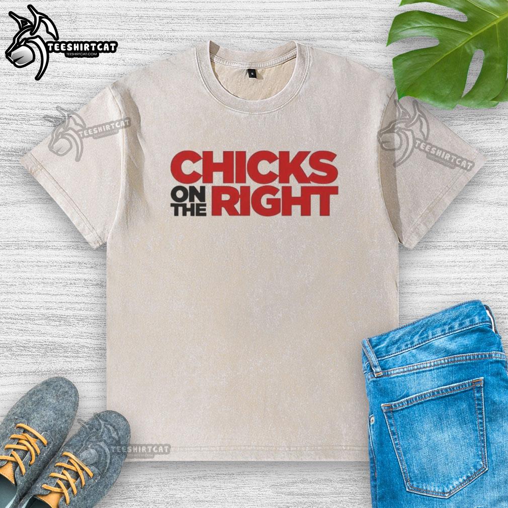 Alt Text: Awesome chicks on the right ringer washed t-shirt featuring a vibrant graphic design and comfortable fit.