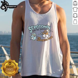 Awesome Serotonin and Dopamine Happiness Tour tank top featuring vibrant graphics and a comfortable fit for everyday wear.