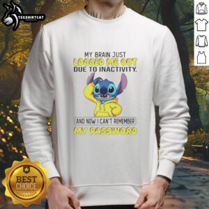 Alt Text: Funny sweatshirt featuring My brain just logged me out due to inactivity text, perfect for humorous gift ideas.