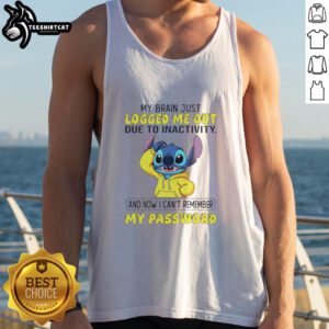 Funny tank top featuring 'My brain just logged me out due to inactivity' design, perfect for casual, humorous wear.