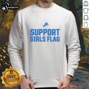 Girls' Detroit Lions support sweatshirt featuring bold graphics, perfect for young fans showing team spirit.