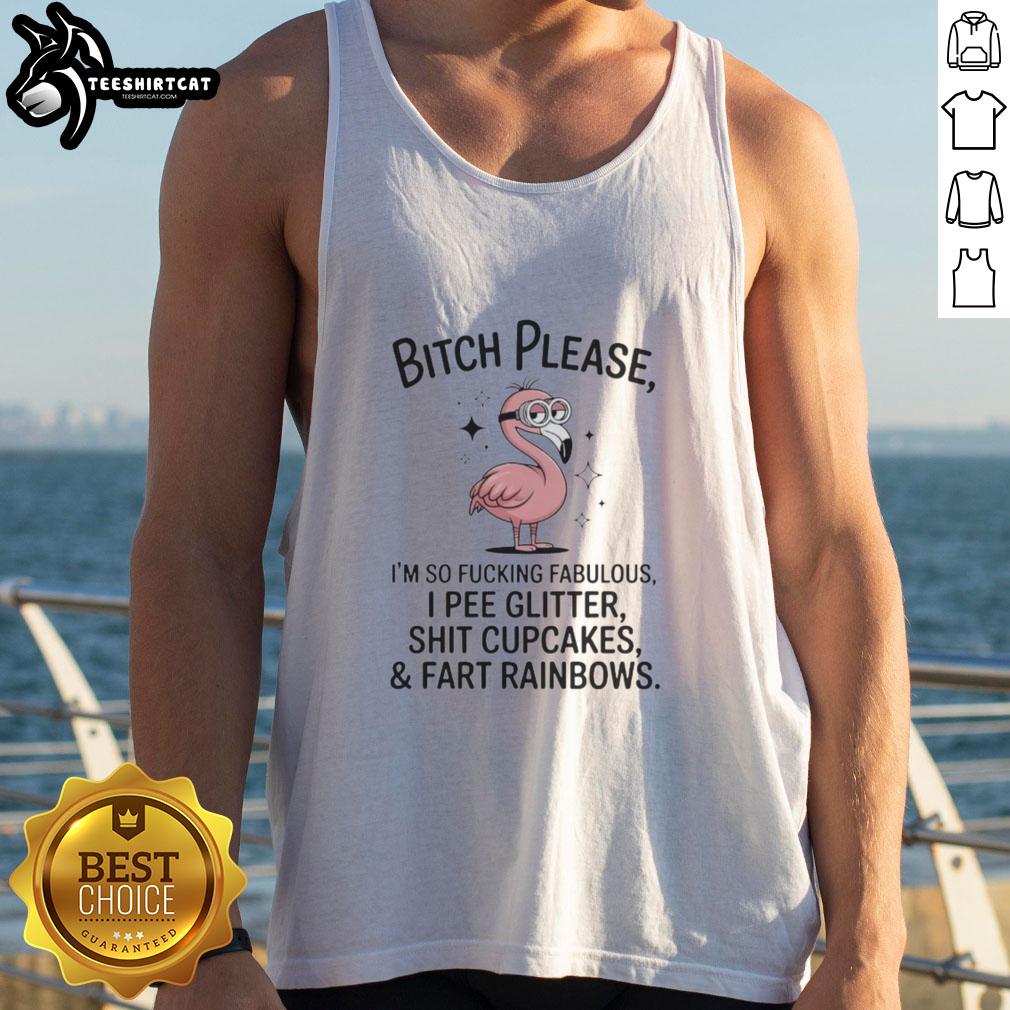 Colorful tank top featuring a flamingo and the phrase 'I'm So Fabulous I Pee Glitter' for fun, vibrant fashion lovers.