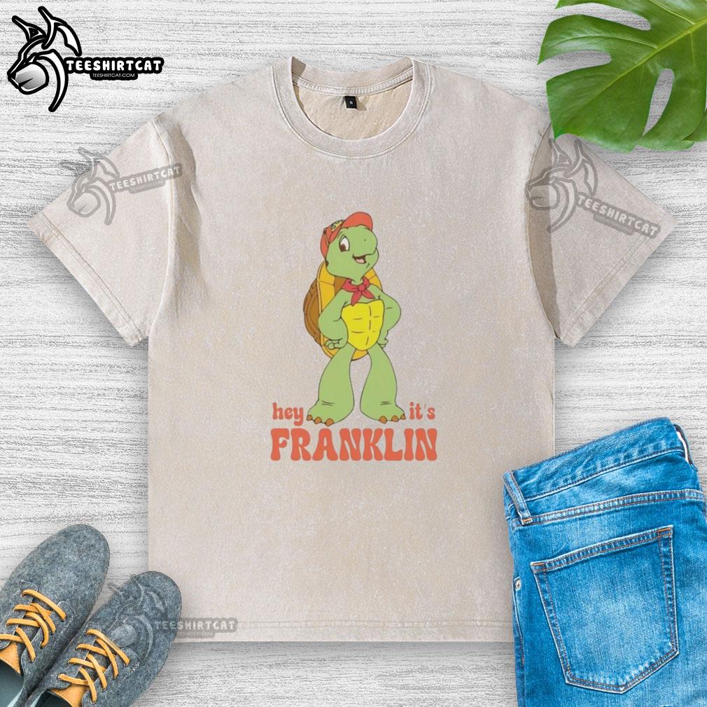 Good Hey It's Franklin the Turtle washed t-shirt featuring Franklin's cheerful design for kids' casual wear.