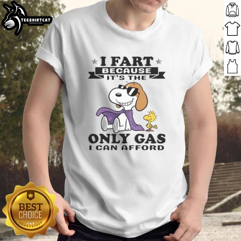 Funny 'Good I Fart Because It's The Only Gas I Can Afford' T-Shirt design featuring humorous text and vibrant colors.
