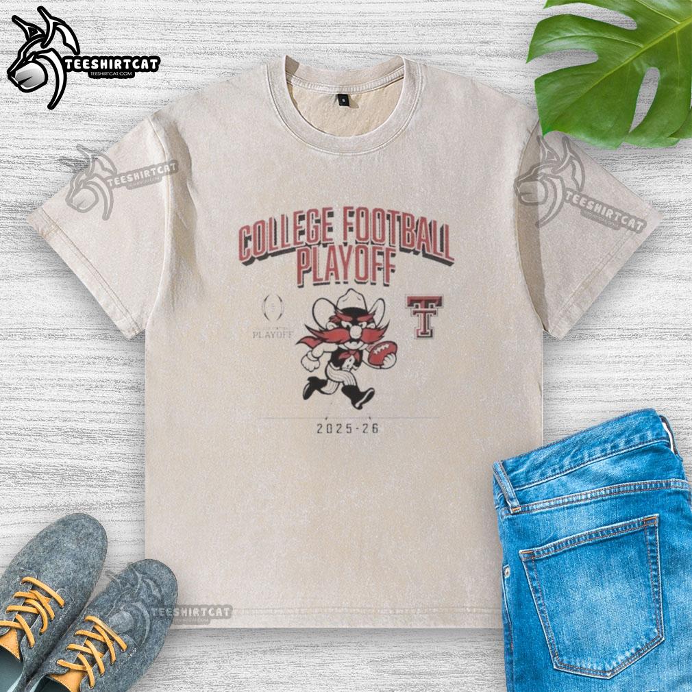 Good Texas Tech Red Raiders Football 2025 CFB Playoff mascot washed t-shirt featuring bold team graphics and vibrant colors.