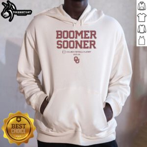 Happy fan wearing a Oklahoma Sooners football hoodie, showcasing Boomer Sooner spirit for 2025-2026 CFP season.