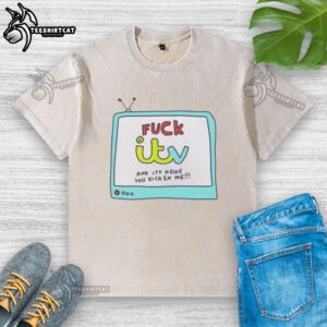 Nice Fuck It t-shirt featuring ITV News design; bold statement on a washed cotton fabric, perfect for casual wear.