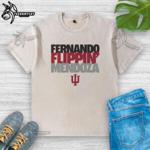 Alt Text: Nice Indiana Hoosiers Football Fernando Flippin Mendoza Player of the Year washed t-shirt, showcasing team pride and style.