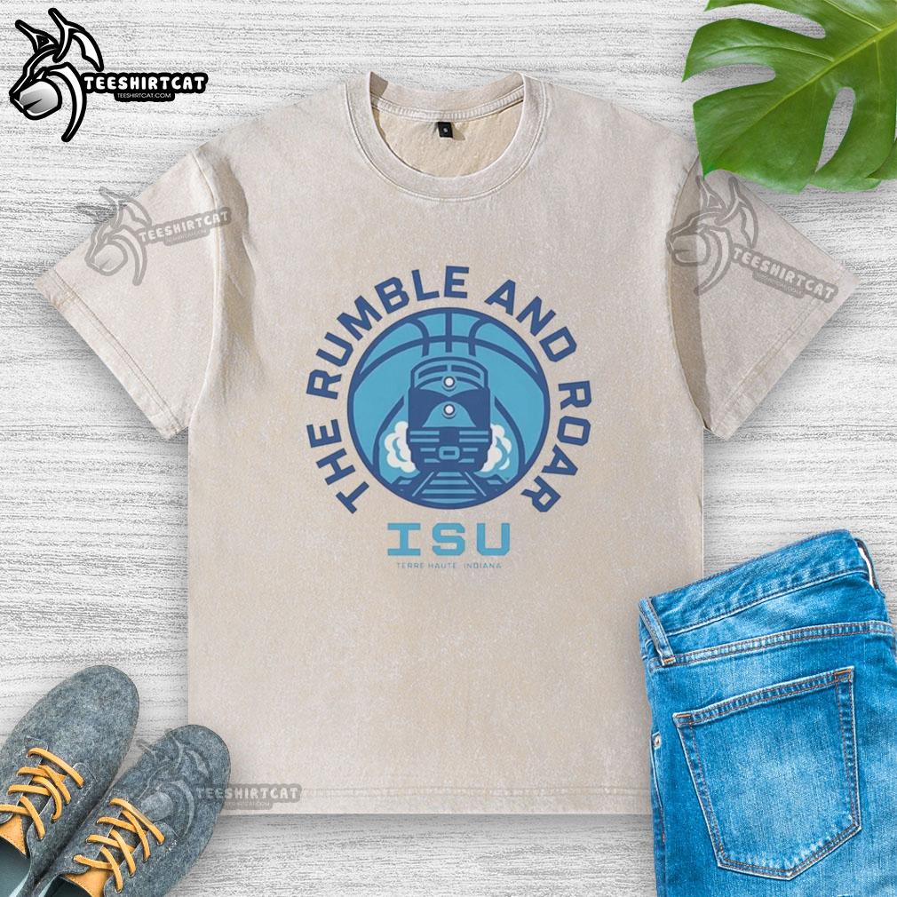 Nice Indiana State Sycamores Basketball washed t-shirt featuring 'The Rumble and Roar' design in Terre Haute.