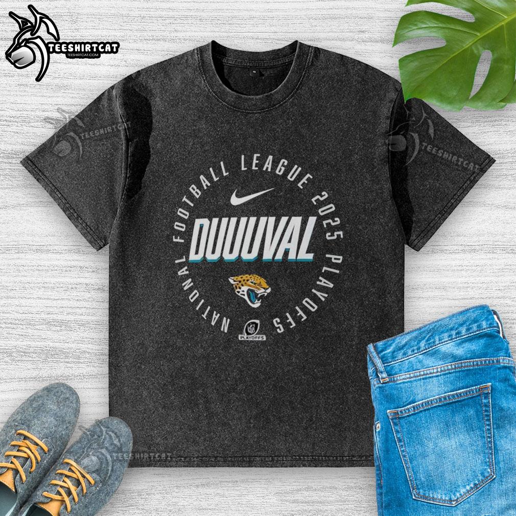 Jacksonville Jaguars 2025 playoff participant highlight receiver washed t-shirt showcasing team spirit and style.