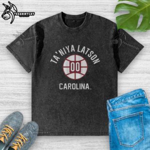 Alt Text: Nice Taniya Latson South Carolina Gamecocks Basketball T-Shirt with name and number 00 in a washed design.