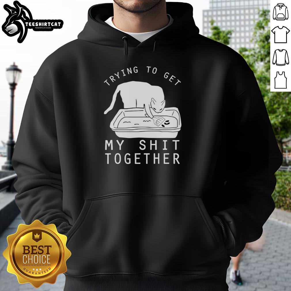 Cozy 'Nice Trying To Get My Shit Together' hoodie displayed on a hanger, perfect for casual wear and motivation.