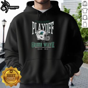 Stylish Tulane Green Wave NCAA 2025-2026 college football playoff curved helmet hoodie for fans and supporters.
