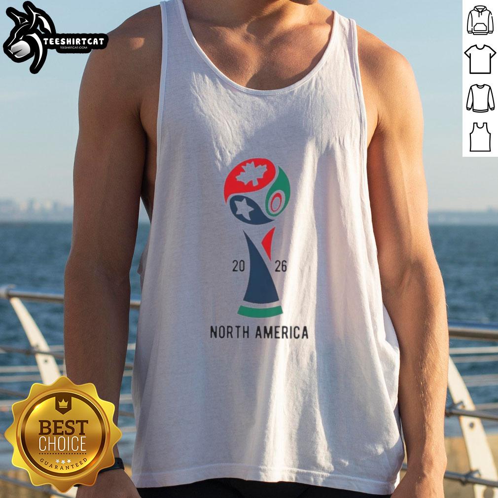 Official 2026 International Soccer Tournament North America tank top featuring vibrant design and team logos.
