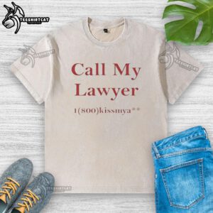 Funny washed t-shirt from Market Studios featuring 'Call My Lawyer 1-800-Kissmya' design for casual wear.