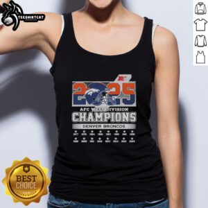 Official Denver Broncos 2025 AFC West Division Champions helmet tank top, showcasing team pride and championship spirit.