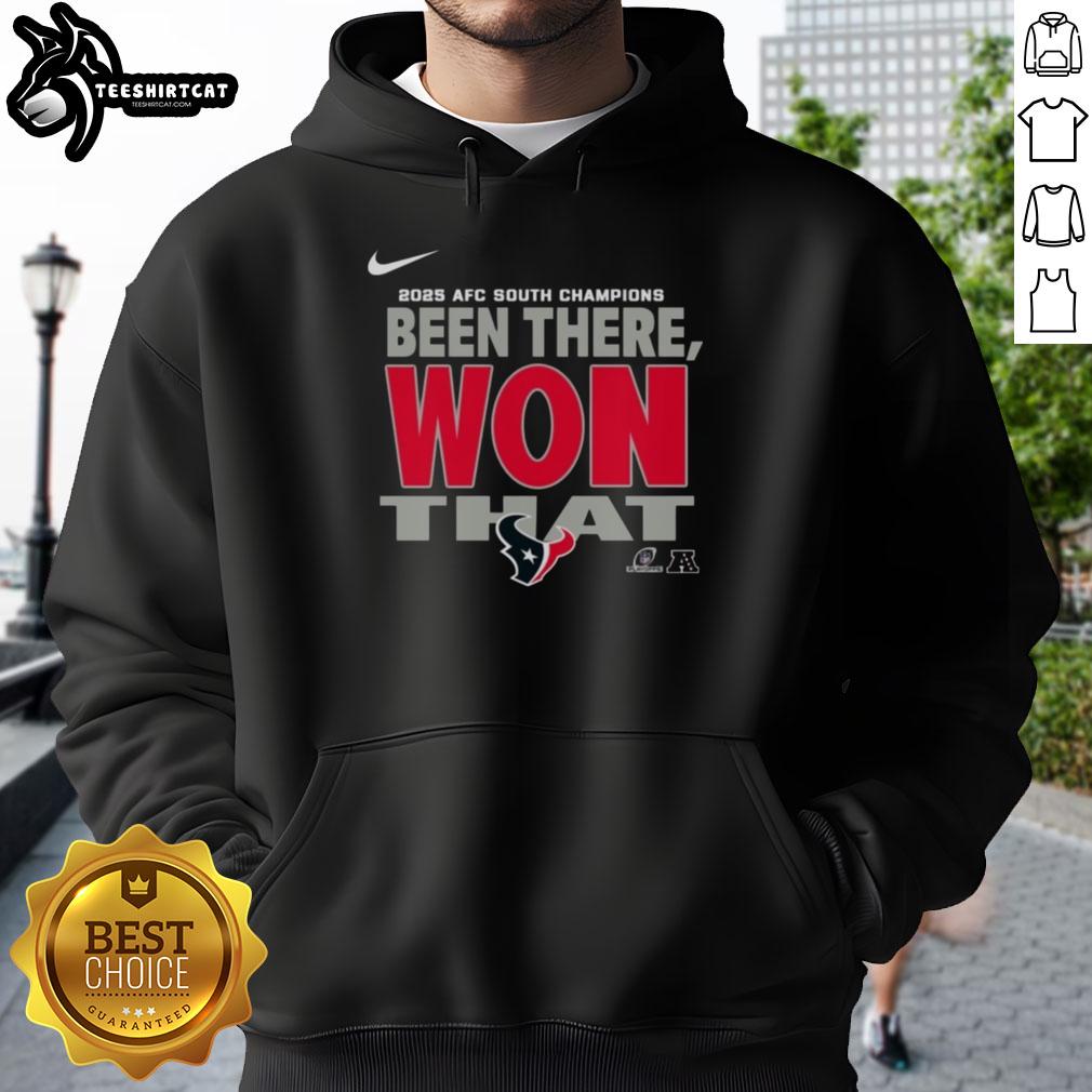 Official Houston Texans 2025 AFC South Champions hoodie featuring team logo and vibrant colors for fans.