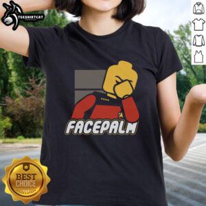 Official Lego Face Palm Ladies Tee featuring a humorous design, perfect for fans of Lego and quirky fashion.