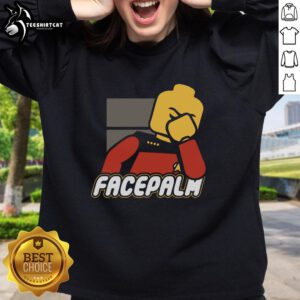 Official Lego Face Palm Sweatshirt featuring a playful design, perfect for Lego fans and casual wear enthusiasts.