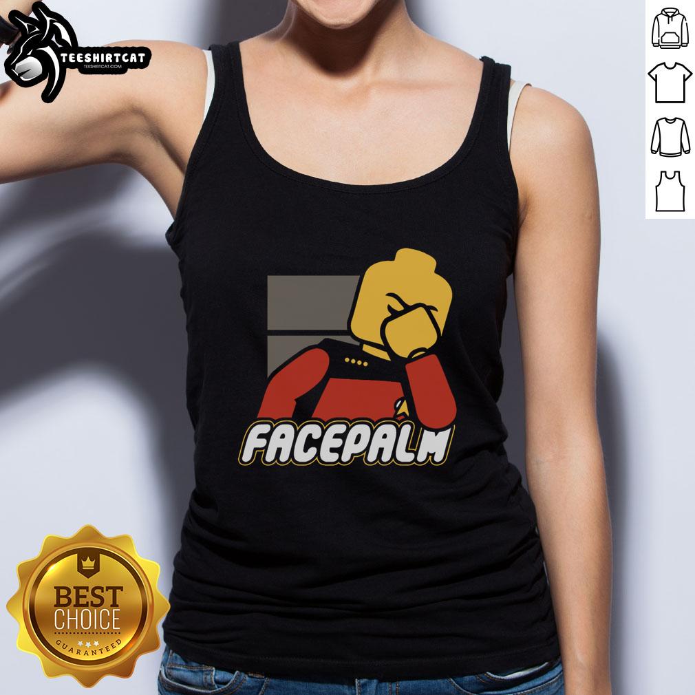 Official Lego Face Palm Tank Top featuring a playful design, perfect for Lego fans and casual wear enthusiasts.