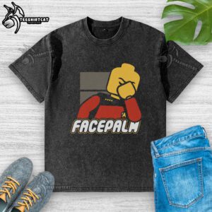 Official Lego Face Palm Washed T-Shirt featuring a humorous Lego graphic on a stylish, comfortable fit.