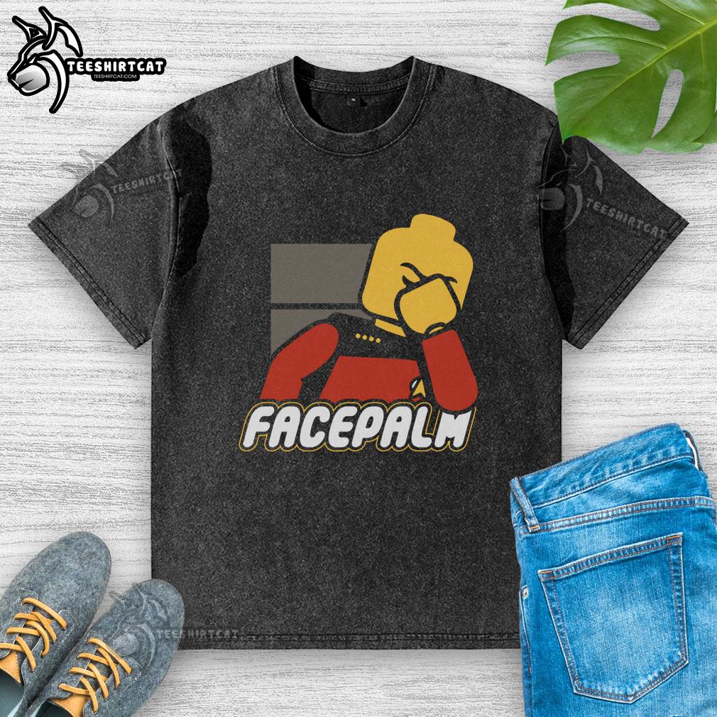 Official Lego Face Palm Washed T-Shirt featuring a humorous Lego graphic on a stylish, comfortable fit.