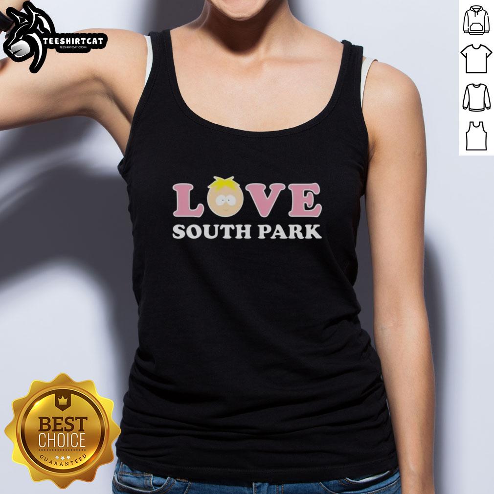 Official Love South Park Tank Top featuring vibrant graphics and comfortable fit, perfect for fans of the iconic series.