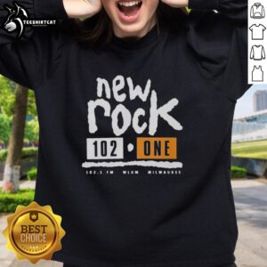 Official New Rock 102 One Milwaukee Sweatshirt in black, featuring a stylish logo and cozy design for winter wear.