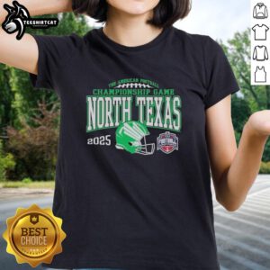 Official North Texas Mean Green 2025 AAC Football Championship Bound Ladies Tee in vibrant green, perfect for fans.