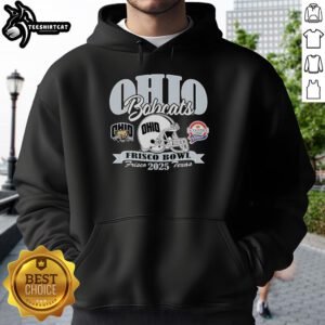 Official Ohio Football 2025 Frisco Bowl hoodie in navy blue, featuring the team logo and stylish design for fans.