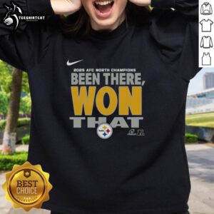 Alt Text: Official Pittsburgh Steelers 2025 AFC North Champions sweatshirt featuring team logo and championship design.