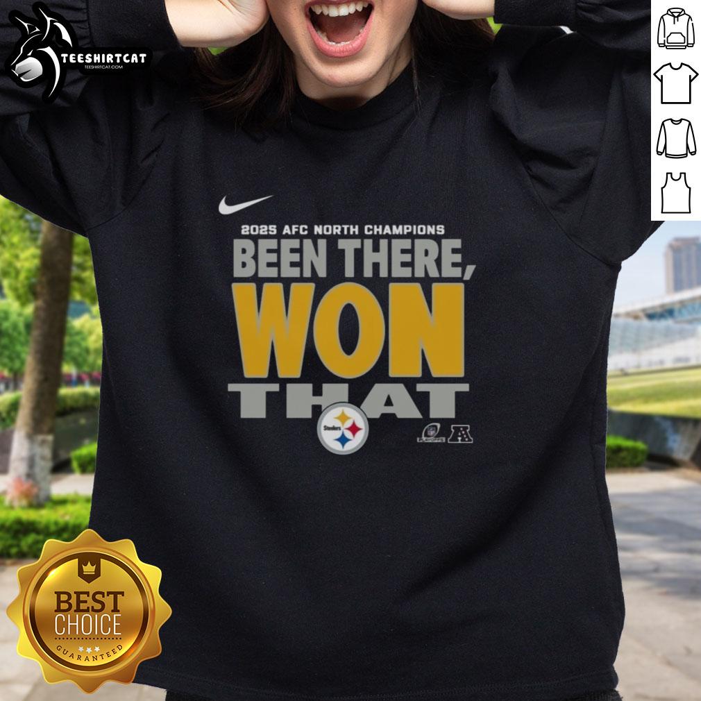 Alt Text: Official Pittsburgh Steelers 2025 AFC North Champions sweatshirt featuring team logo and championship design.