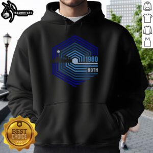 Official Retro 1980 Hoth Hoodie featuring vintage design and cozy fabric, perfect for fans of classic sci-fi fashion.