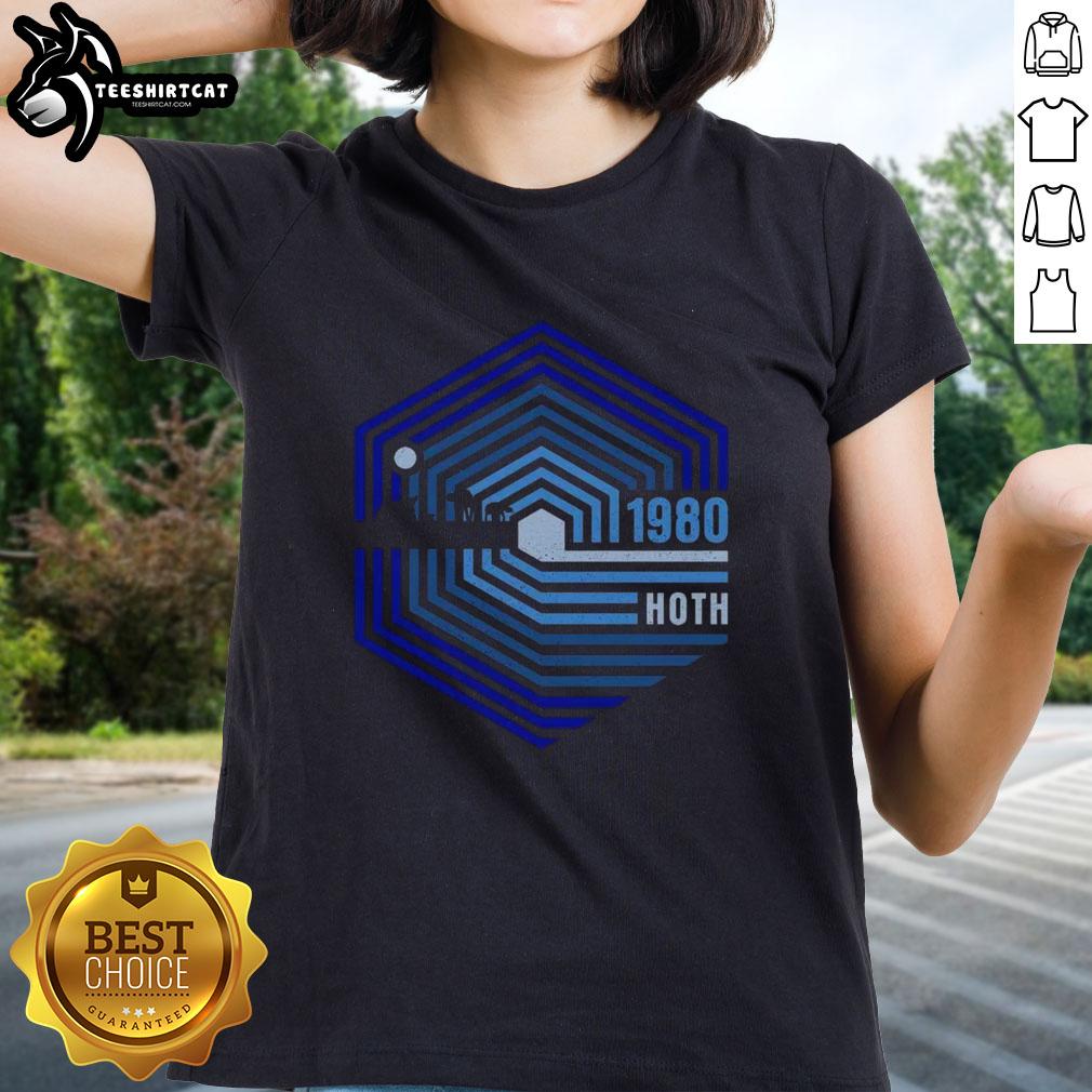 Official Retro 1980 Hoth Ladies Tee featuring a vintage design inspired by the iconic Star Wars ice planet Hoth.