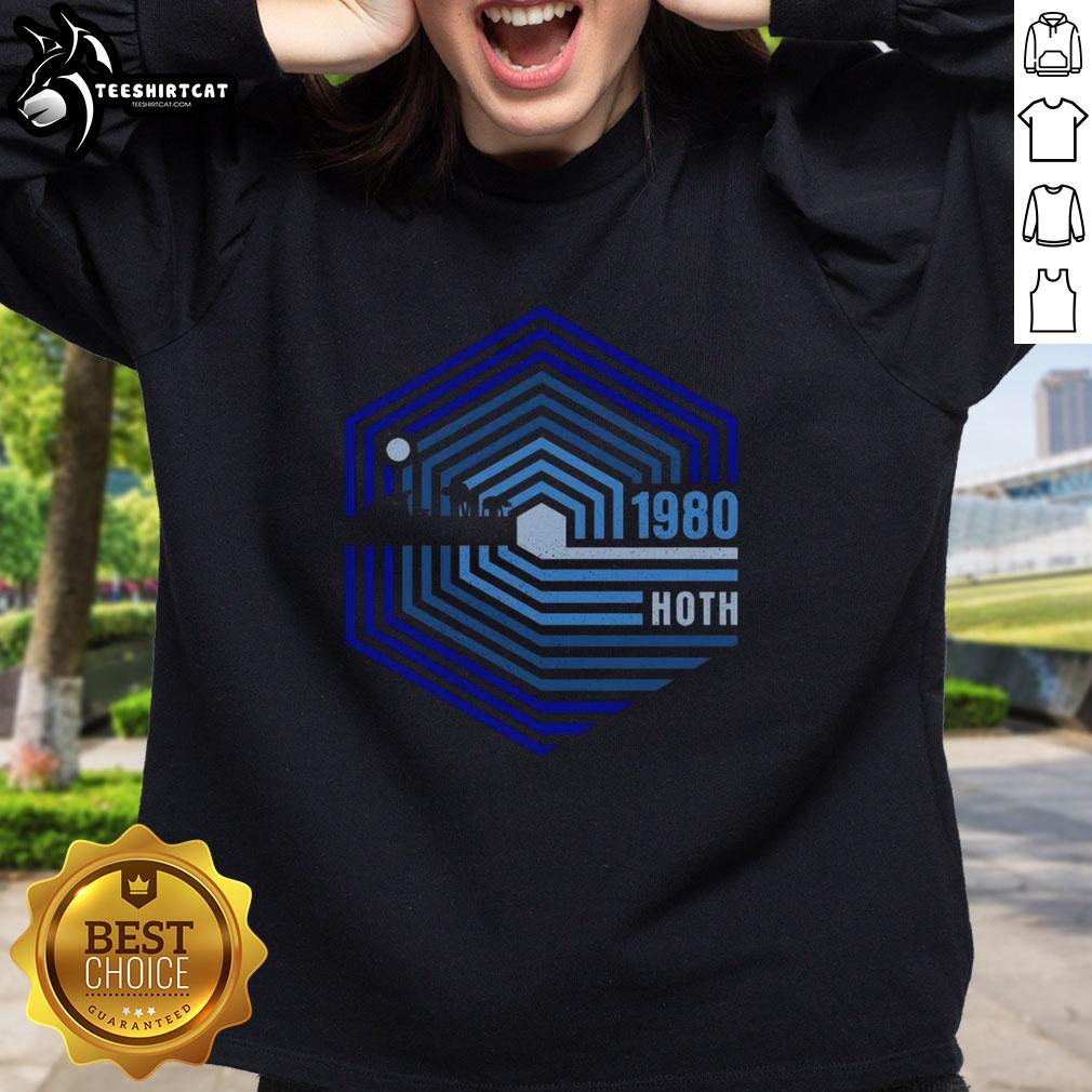 Official Retro 1980 Hoth Sweatshirt featuring iconic snow planet design and vintage style for fans of sci-fi apparel.