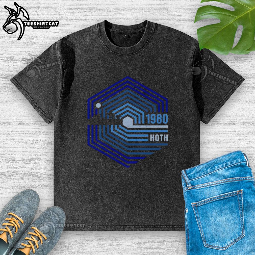 Official Retro 1980 Hoth Washed T-Shirt featuring vintage Star Wars design, perfect for fans of classic sci-fi apparel.