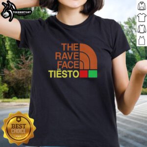 Alt Text: Official Tiesto Rave Face Ladies Tee featuring vibrant graphic design, perfect for dance music lovers and festival goers.