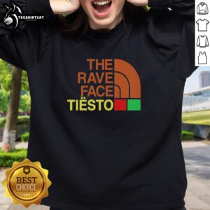 Official Tiesto Rave Face Sweatshirt featuring vibrant graphic design, perfect for electronic music fans and festival-goers.