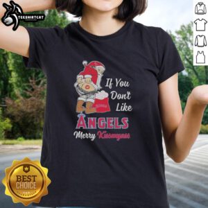 Official Santa Claus 'If You Don't Like Los Angeles Angels, Merry Kiss My Ass' sweater for ladies, perfect for holiday cheer.