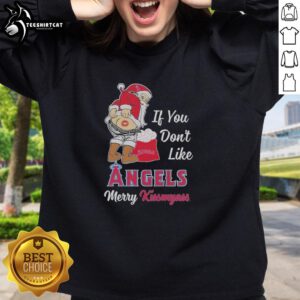 Santa Claus in a Merry Kiss My Ass sweatshirt for Los Angeles Angels fans, perfect for holiday cheer.